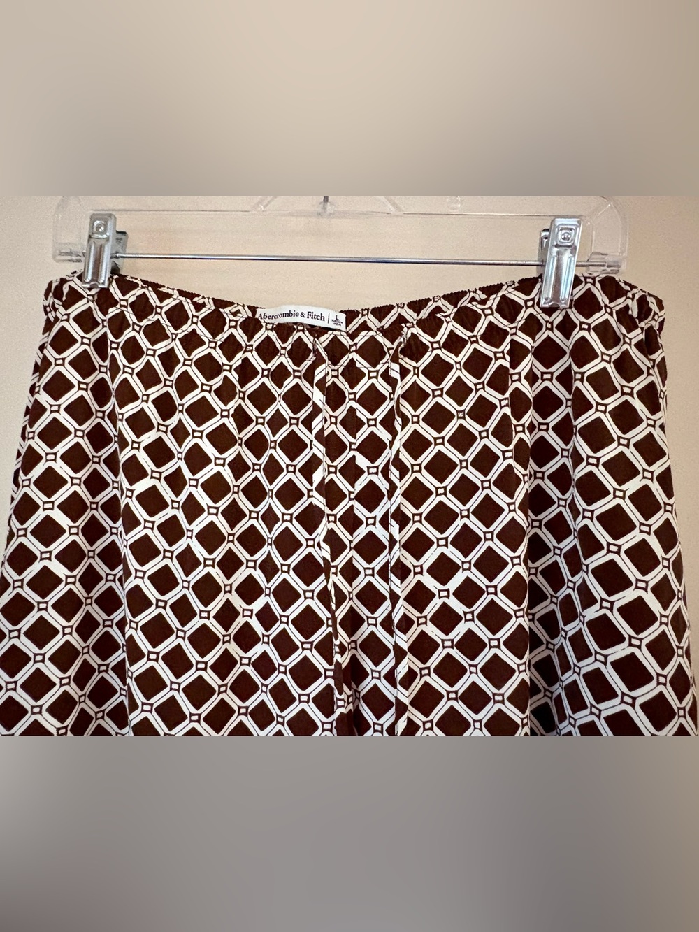 NWT Abercrombie & Fitch Wide Leg Pull-on Pants Brown Ivory sz L - Picture 9 of 14